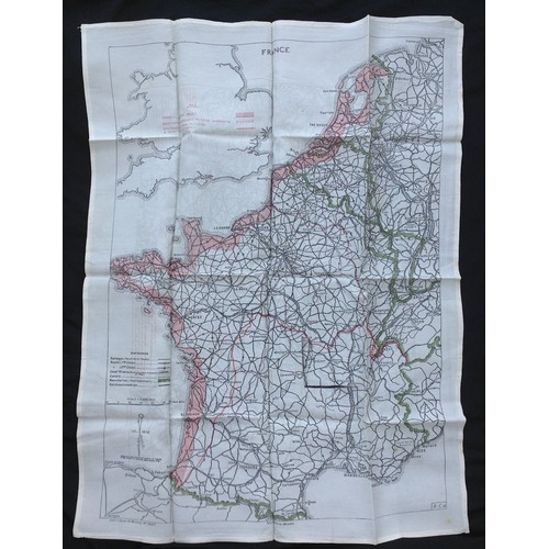 179 - WW2 British RAF Silk Escape and Evasion map 9U/R 9C of France and Germany.