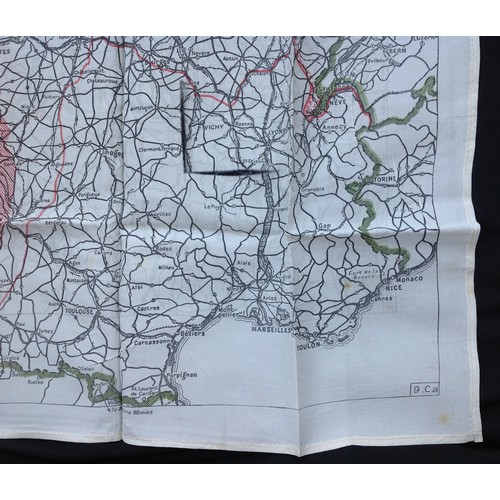 179 - WW2 British RAF Silk Escape and Evasion map 9U/R 9C of France and Germany.