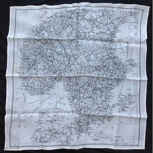 180 - WW2 British RAF Silk Escape and Evasion map G of Norway & Sweden. Single sided.