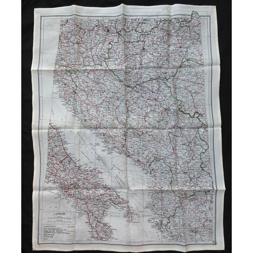 186 - WW2 British RAF Silk Escape and Evasion Map R /S featuring Central and Southern Europe.