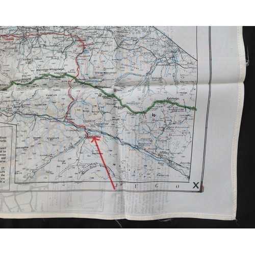 192 - WW2 British RAF Silk Escape and Evasion Map X with escape routes marked on it, Salzburg - Mosjstrana... 