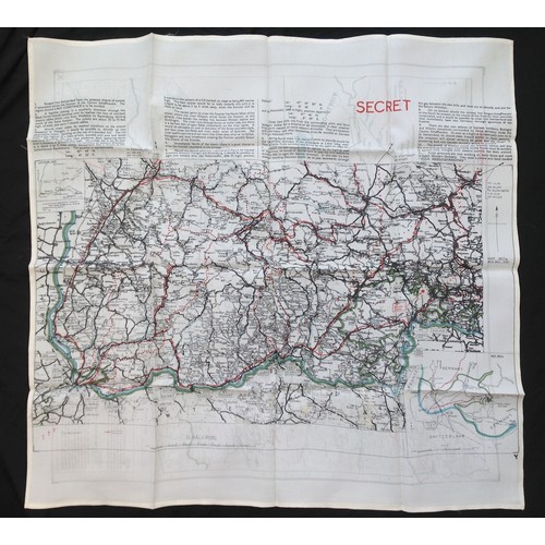 192 - WW2 British RAF Silk Escape and Evasion Map X with escape routes marked on it, Salzburg - Mosjstrana... 