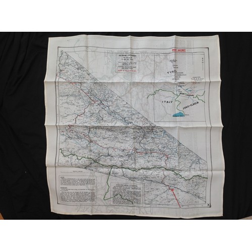 194 - WW2 British RAF Silk Escape and Evasion Map X with escape routes marked on it, Salzburg - Mosjstrana... 