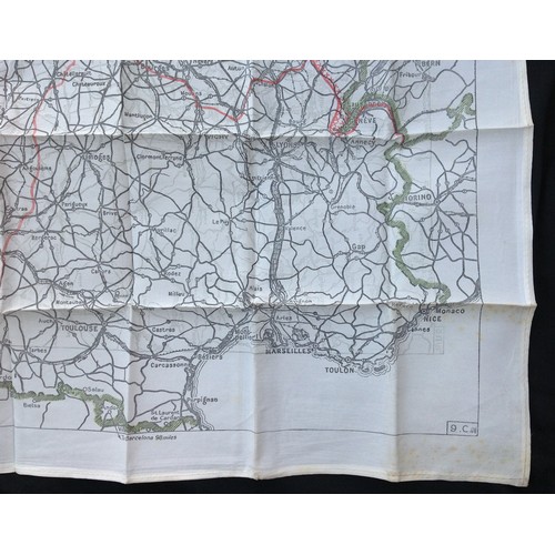 205 - WW2 British RAF Silk Escape and Evasion Map of France 9/Ca and 9U