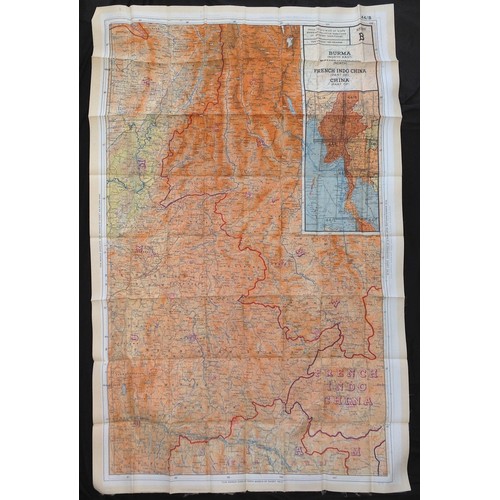 207 - WW2 British RAF Silk Escape and Evasion Map 44A India and Burma 44B Burma French Indo China China