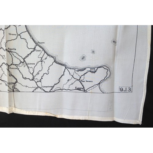 212 - WW2 British RAF Silk Escape and Evasion Map 9J/3 9J/4 of Northern and Southern Italy.