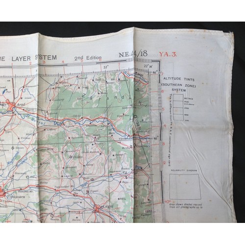 213 - WW2 British RAF Silk Escape and Evasion Map YA3 / YA4 of Fiume and Belgrade.