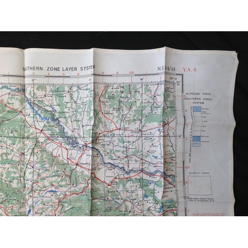 213 - WW2 British RAF Silk Escape and Evasion Map YA3 / YA4 of Fiume and Belgrade.