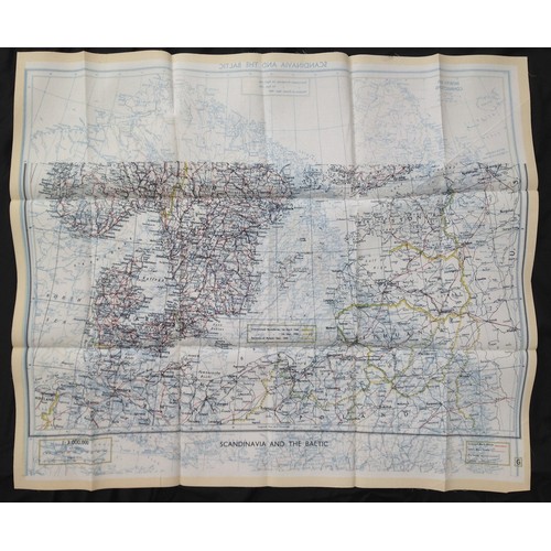 222 - WW2 British RAF Silk Escape and Evasion Map F/G Scandinavia and the Baltic.