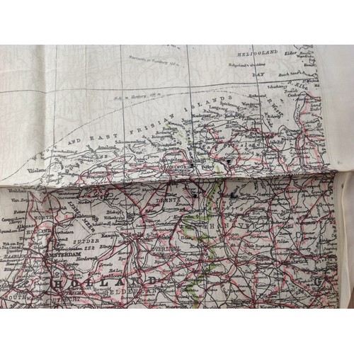 225 - WW2 British RAF Silk Escape and Evasion Map A / C of Northern Europe.