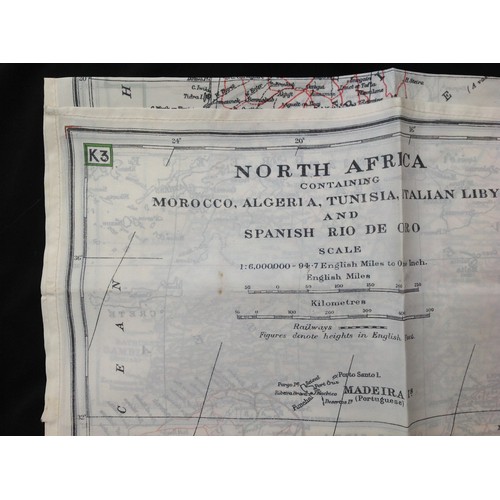 245 - WW2 British RAF Silk Escape and Evasion Map K2 /K3 of North Africa.