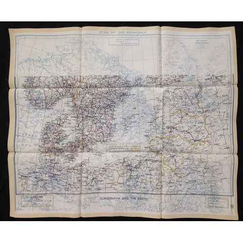 246 - WW2 British RAF Silk Escape and Evasion map F/G Scandinavia and the Baltic.