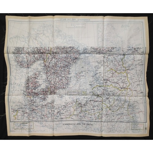 247 - WW2 British RAF Silk Escape and Evasion map F/G Scandinavia and the Baltic.