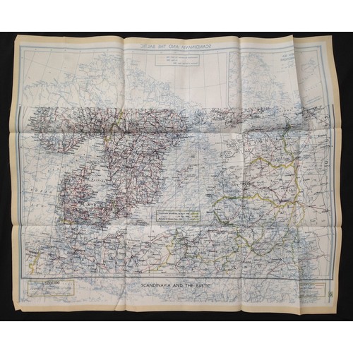 248 - WW2 British RAF Silk Escape and Evasion map F/G Scandinavia and the Baltic.