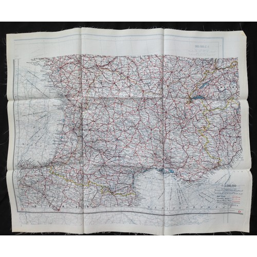 251 - WW2 British RAF Silk Escape and Evasion map C/D of France, Belgium, Holland and Germany.