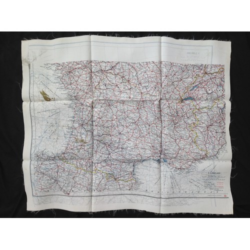 252 - WW2 British RAF Silk Escape and Evasion map C/D of France, Belgium, Holland and Germany.