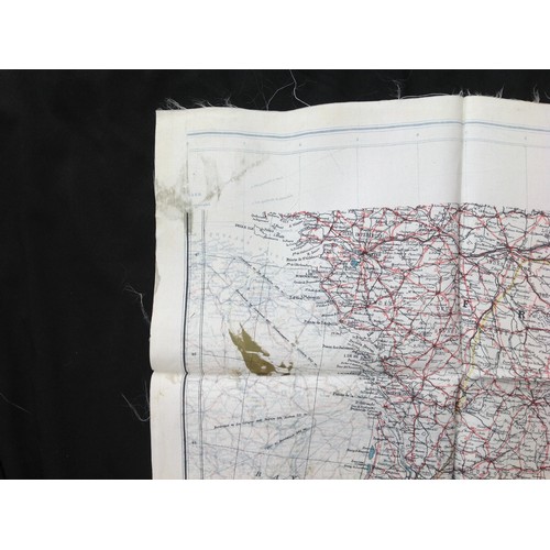 252 - WW2 British RAF Silk Escape and Evasion map C/D of France, Belgium, Holland and Germany.