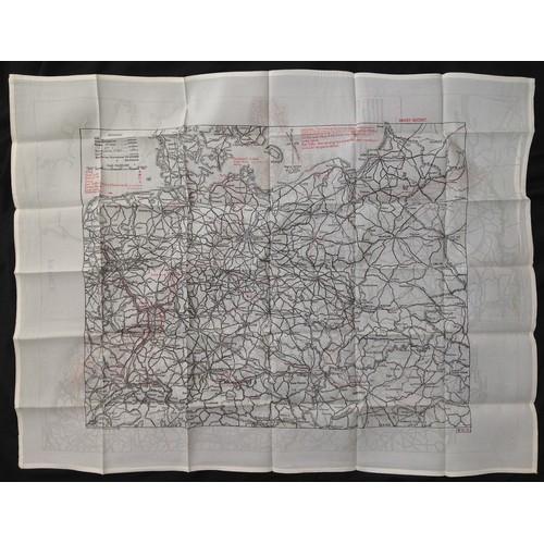 258 - WW2 British RAF Silk Escape and Evasion Map 9U/R  9C (a) of France and Germany.