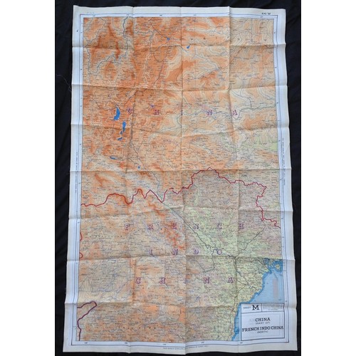 265 - WW2 British RAF Silk Escape and Evasion map 44L /44M of China and French Indo China.