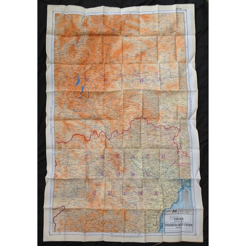 266 - WW2 British RAF Silk Escape and Evasion map 44L /44M of China and French Indo China.