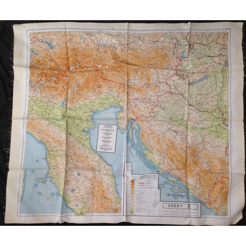 269 - WW2 British RAF Silk Escape and Evasion map 43E /43F of Central and Southern Europe.