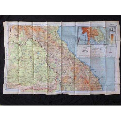 272 - WW2 British RAF Escape and Evasion Silk Map 44/J 44/K of French Indo China and Siam (Thailand)