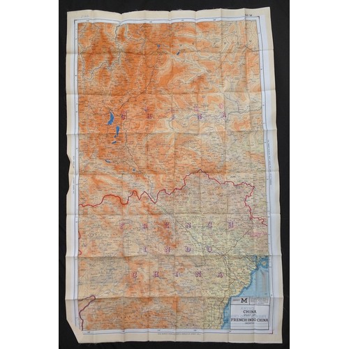 274 - WW2 British RAF Silk Escape and Evasion Map 44L / 44M of China and french Indo China.