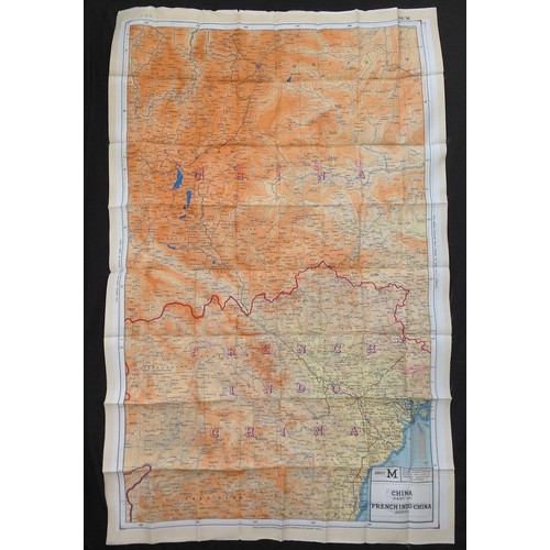 275 - WW2 British RAF Silk Escape and Evasion Map 44L / 44M of China and French Indo China.