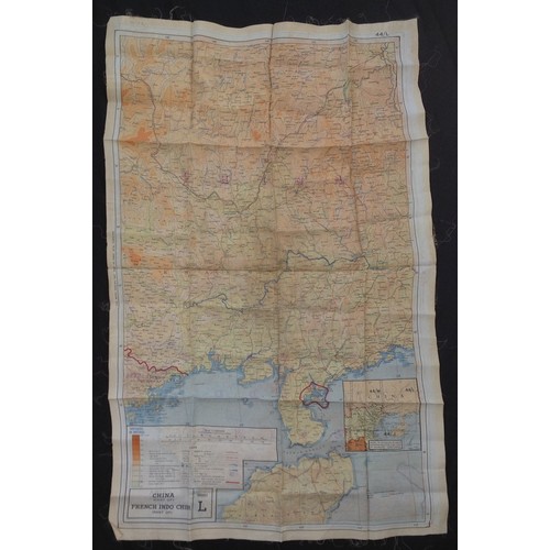 278 - WW2 British RAF Silk Escape and Evasion Map 44L / 44M of China and French Indo China.