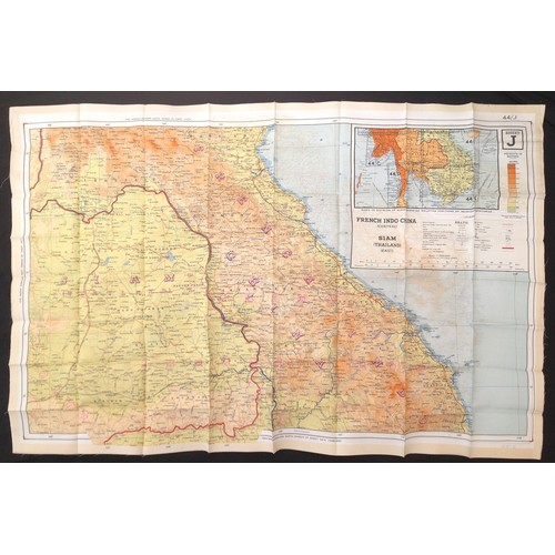 280 - WW2 British RAF Silk Escape and Evasion Map 44J / 44K of French Indo China and Siam.