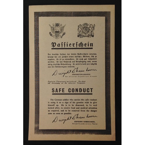 288 - WW2 Canadian Safe Conduct Pass dropped on German lines in 1944/45 in Holland. Doubled sided print, s... 