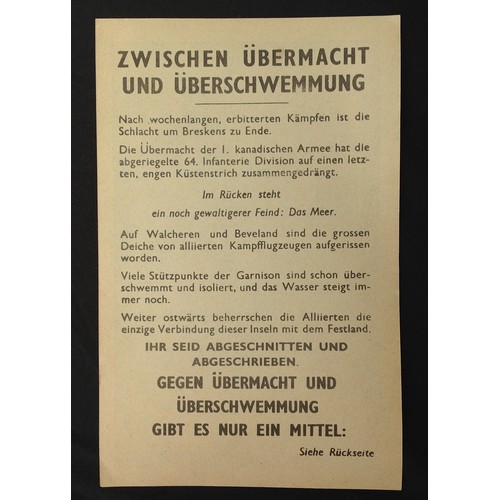 288 - WW2 Canadian Safe Conduct Pass dropped on German lines in 1944/45 in Holland. Doubled sided print, s... 