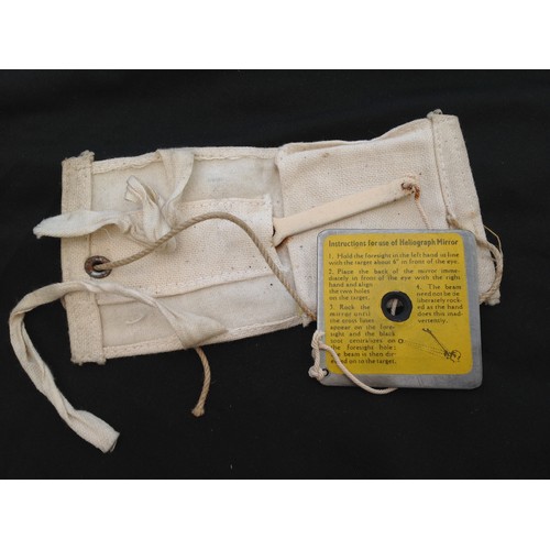 318 - WW2 British RAF 1941 Pattern Emergency Heliograph signalling mirror in original canvas pouch with si... 