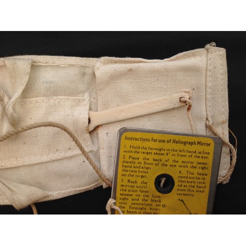 318 - WW2 British RAF 1941 Pattern Emergency Heliograph signalling mirror in original canvas pouch with si... 