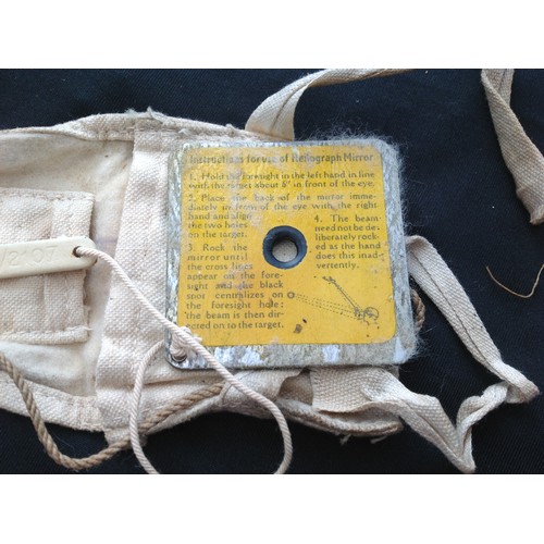 319 - WW2 British RAF 1941 Pattern Emergency Heliograph signalling mirror in original canvas pouch with si... 