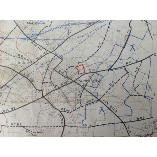 398 - WW2 British May 1944 Map of the D - Day Normandy Beaches Marked Defences Ryes. Sheet 37/18 SW. Issue... 