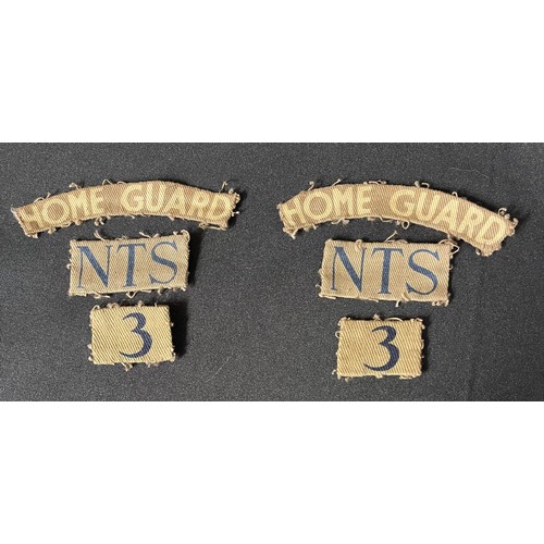 401 - WW2 British 3rd (Beeston) Battalion Nottinghamshire Home Guard Printed insignia, full set, uniform r... 