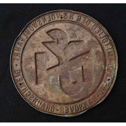 415 - WW2 Third Reich Plaque for Miltglied der NS - Volkswohlfahrt Gau Sud-Hannover-Braunschweig. Pressed ... 