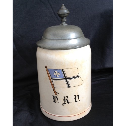 426 - WW2 Third Reich era VRV half litre Beer Stein. Flag and lettering are hand painted. Name engraved to... 