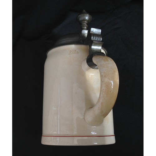 426 - WW2 Third Reich era VRV half litre Beer Stein. Flag and lettering are hand painted. Name engraved to... 