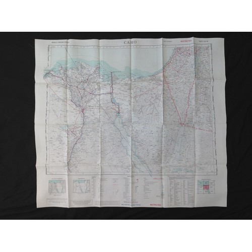 432 - Post War British RAF Silk Escape and Evasion Map of Alexandria and Tobruk, Cairo.