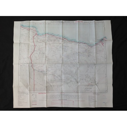 432 - Post War British RAF Silk Escape and Evasion Map of Alexandria and Tobruk, Cairo.