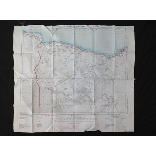 433 - Post War British RAF Silk Escape and Evasion Map of Alexandria and Tobruk, Cairo.