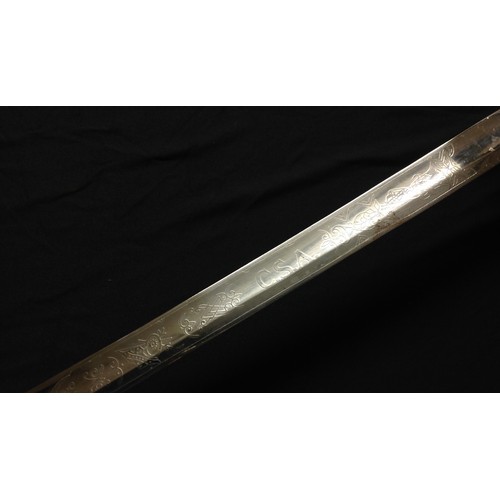 438 - REPRODUCTION American Civil War Confederate Officers Sword. Plated fullered single edged blade with ... 