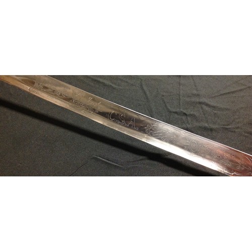 438 - REPRODUCTION American Civil War Confederate Officers Sword. Plated fullered single edged blade with ... 