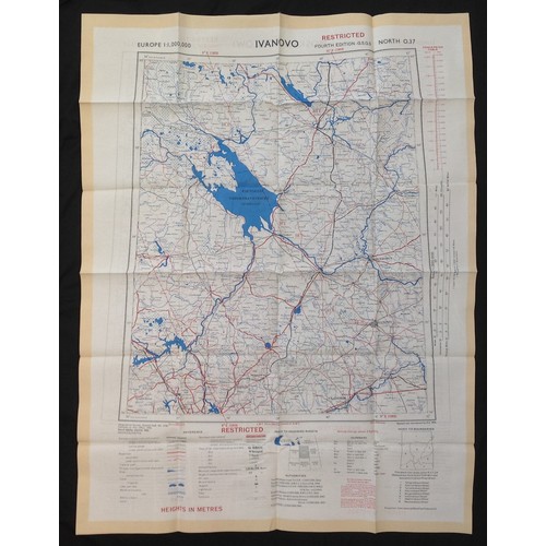 449 - Post War British RAF Silk Escape and Evasion map of Moscow and Ivanovo. 1952. (2)