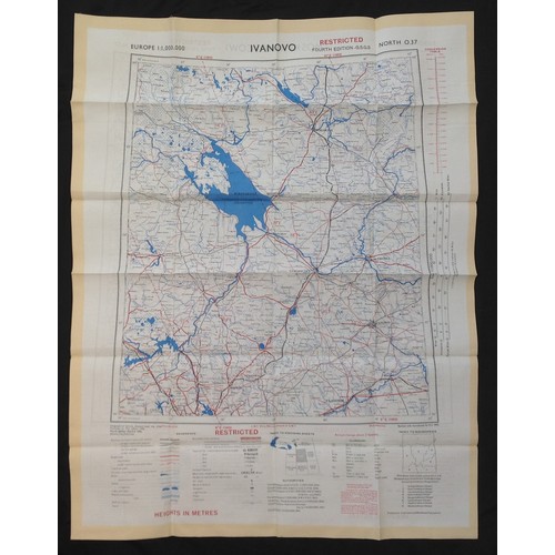 449 - Post War British RAF Silk Escape and Evasion map of Moscow and Ivanovo. 1952. (2)