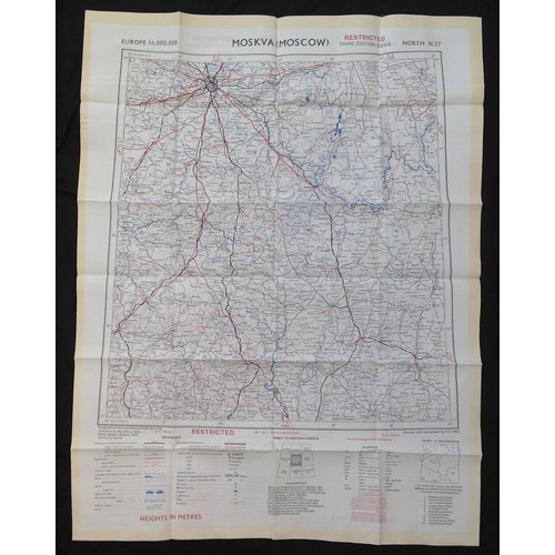 449 - Post War British RAF Silk Escape and Evasion map of Moscow and Ivanovo. 1952. (2)