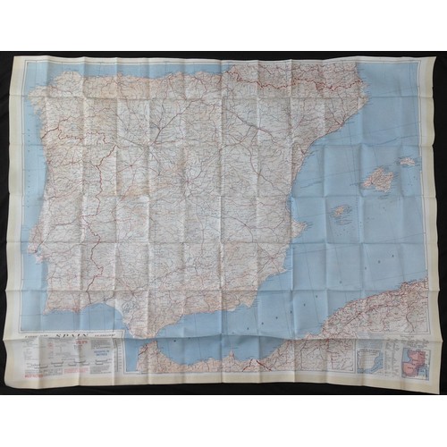 455 - Post War British RAF Silk Escape and Evasion Map of France and Spain.