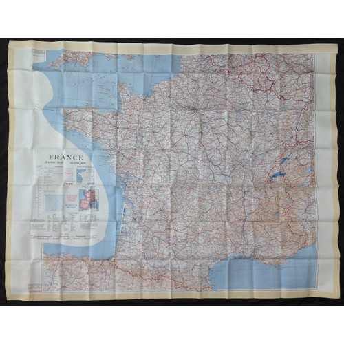 455 - Post War British RAF Silk Escape and Evasion Map of France and Spain.